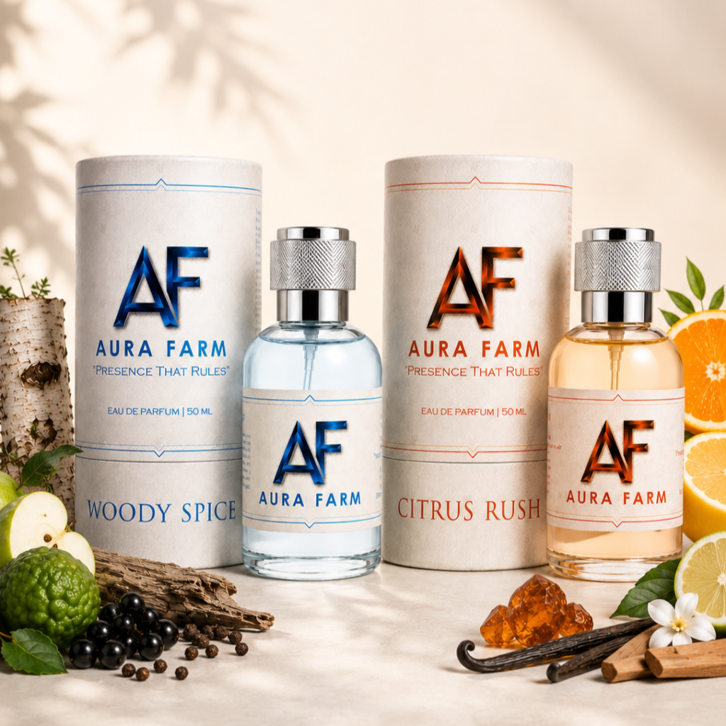 Citrus Rush + Woody Spice | Perfume Combo (2 × 50ml) | Fresh Citrus & Woody Eau De Parfum Set