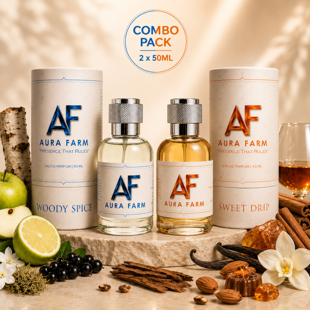 Woody Spice + Sweet Drip | Perfume Combo (2 × 50ml) | Smoky Woody & Sweet Gourmand Eau De Parfum Set